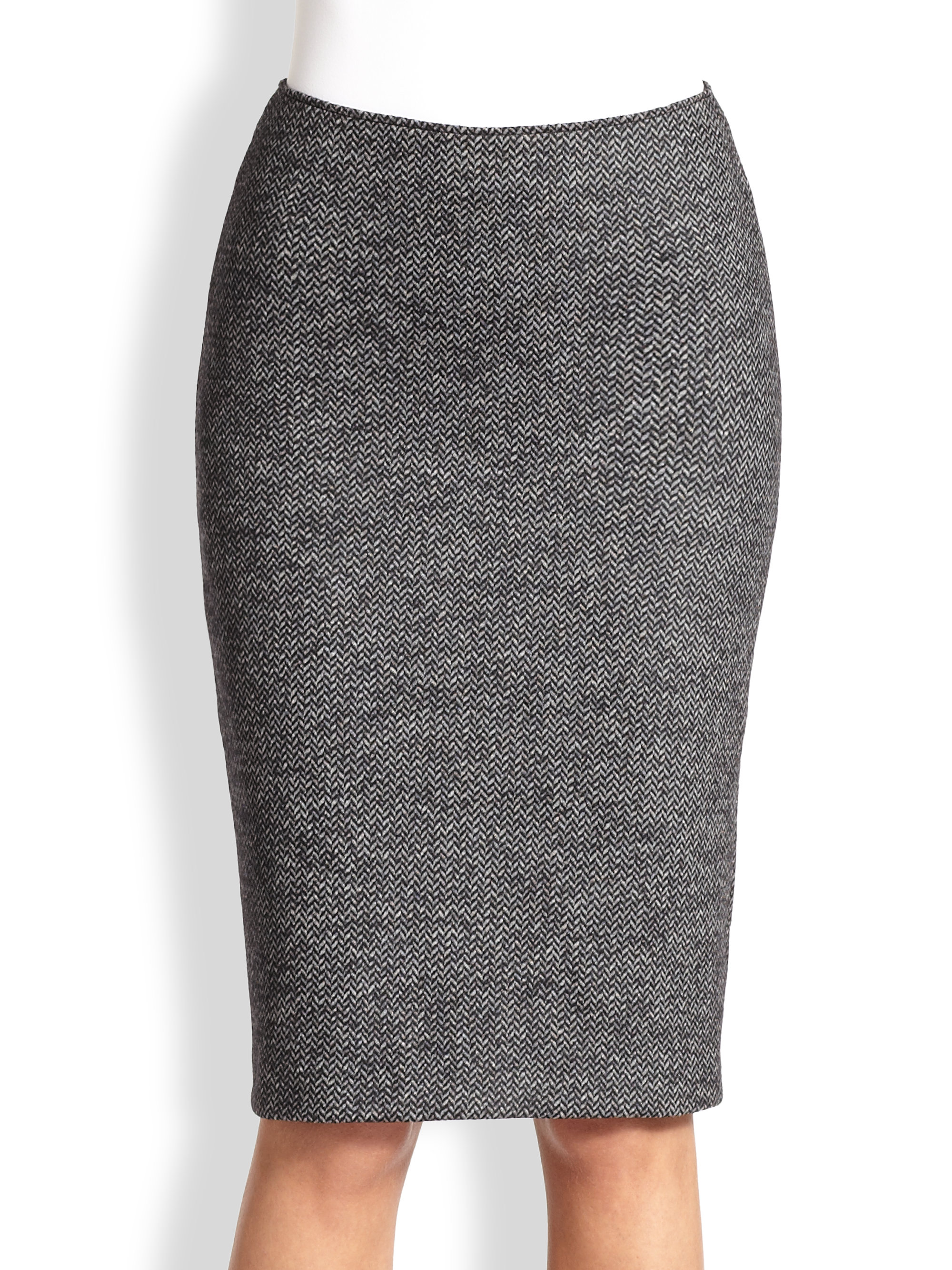 armani charcoal multi herringbone jersey pencil skirt product 1 12485923 724281855