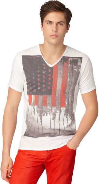 Calvin Klein Jeans American Flag Short Sleeve Graphic T Shirt in White ...