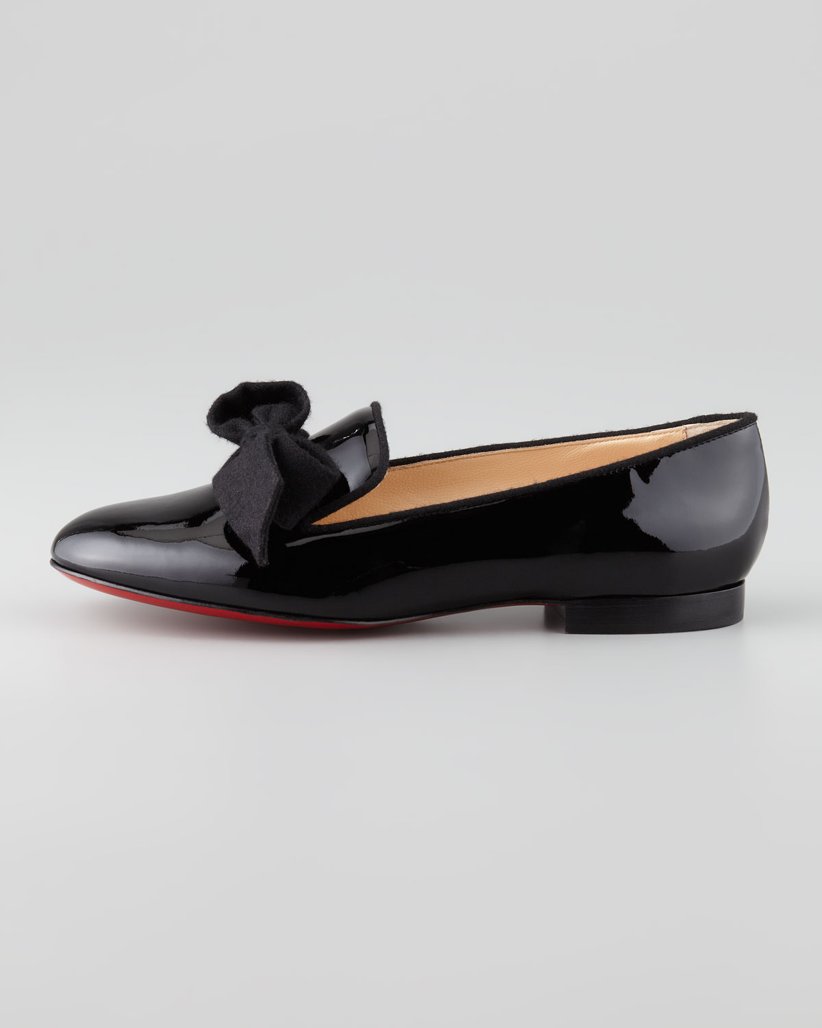 christian louboutin patent leather bow ballet flats - Obsidian ...  