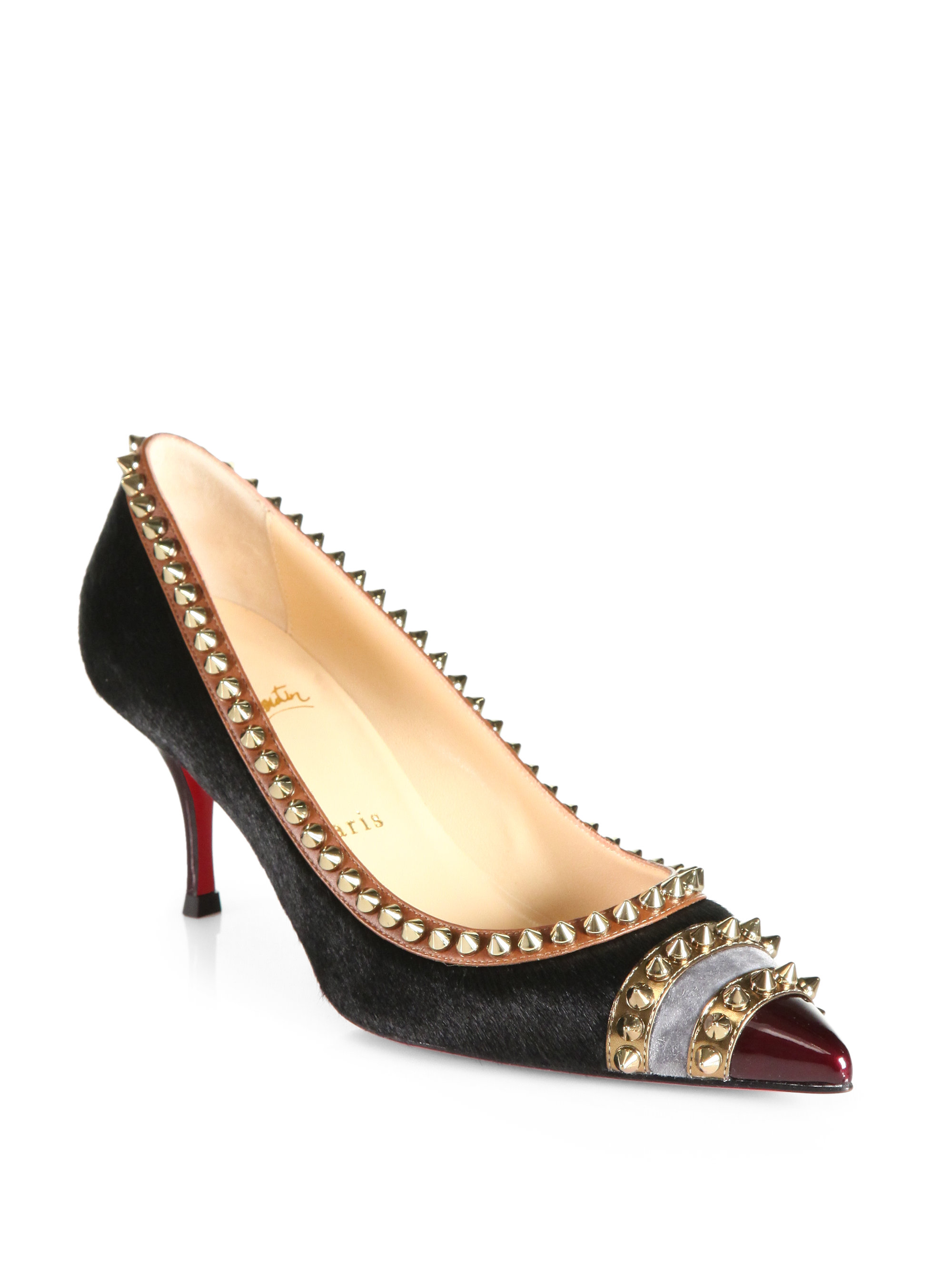 Christian louboutin Malabar Hill Spiked Pony Hair Leather Pumps in ...