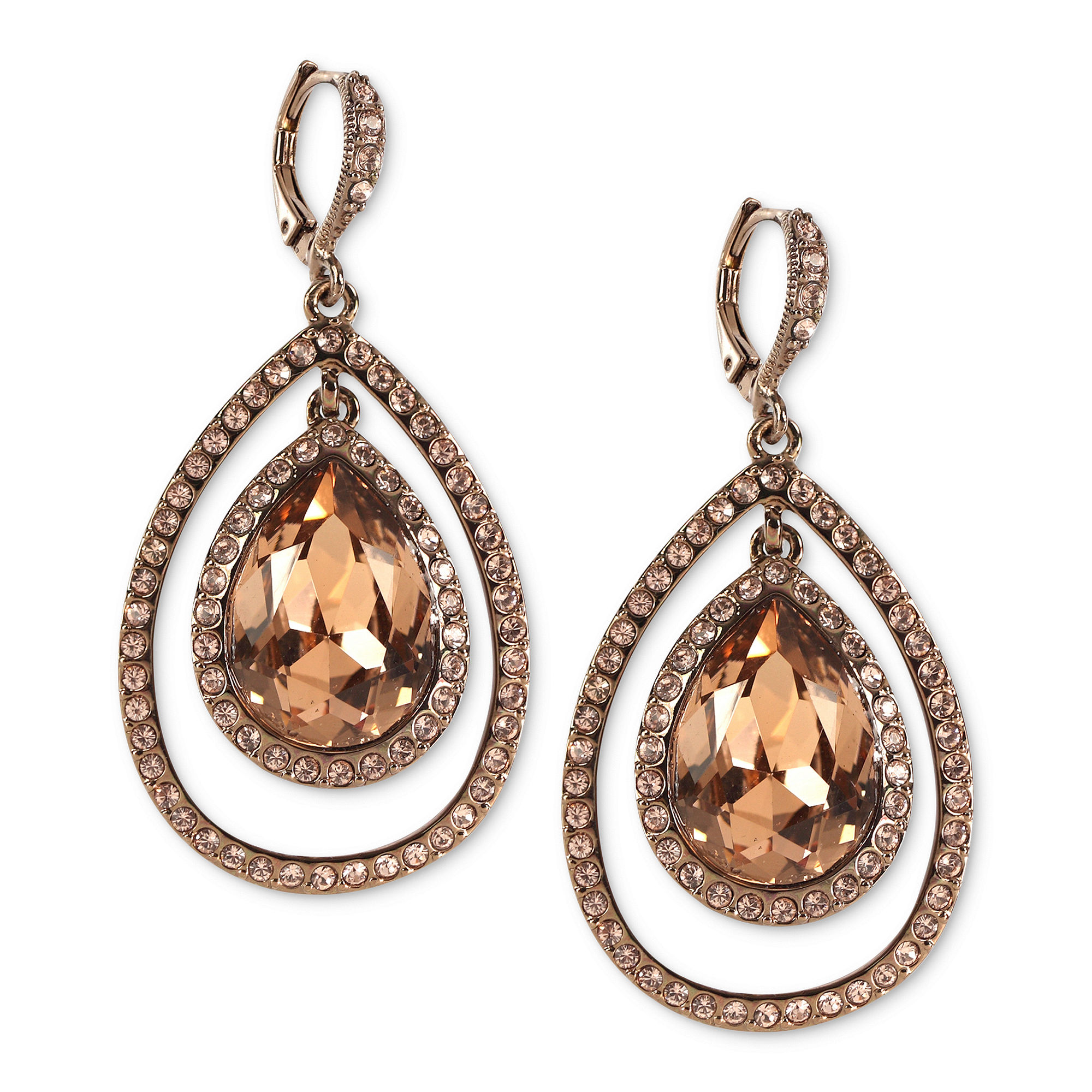 Lyst Givenchy Brown Goldtone Vintage Rose Swarovski Stone Teardrop Gallery