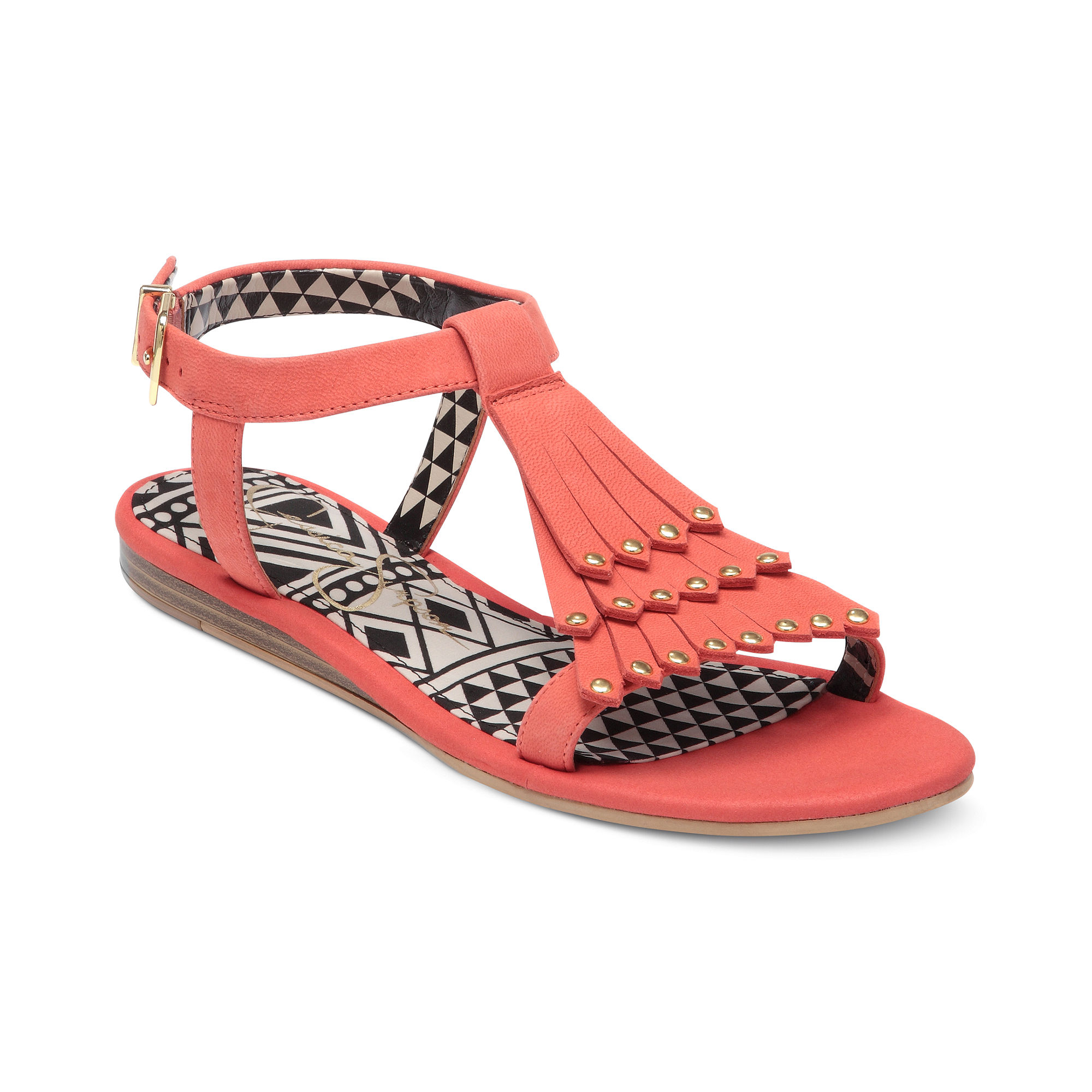 Jessica simpson Dexter Fringe Flat Sandals in Red | Lyst