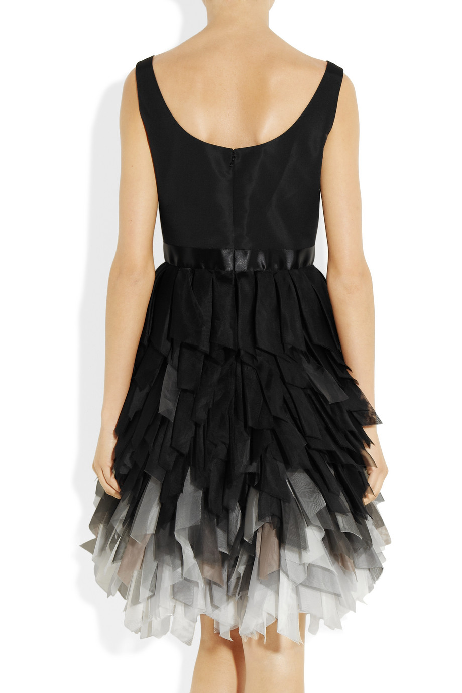 Lyst Oscar De La Renta Fringedskirt Silktaffeta Dress In Black 6754