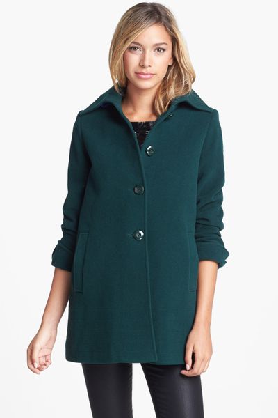 Kristen Blake Wool Blend Aline Coat in Green (Spruce) | Lyst