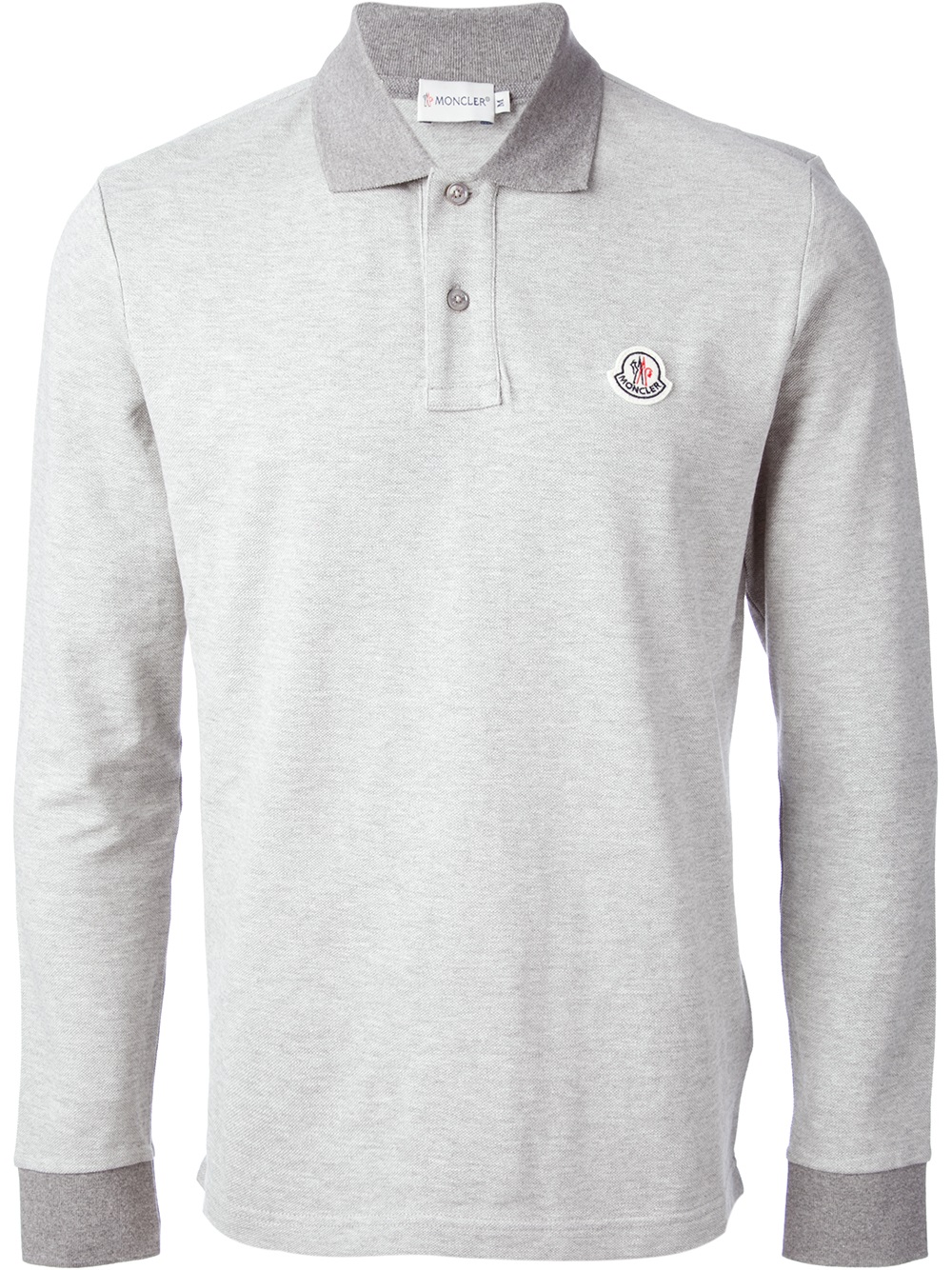 Moncler Long Sleeve Polo Shirt in Grey (Gray) for Men - Lyst