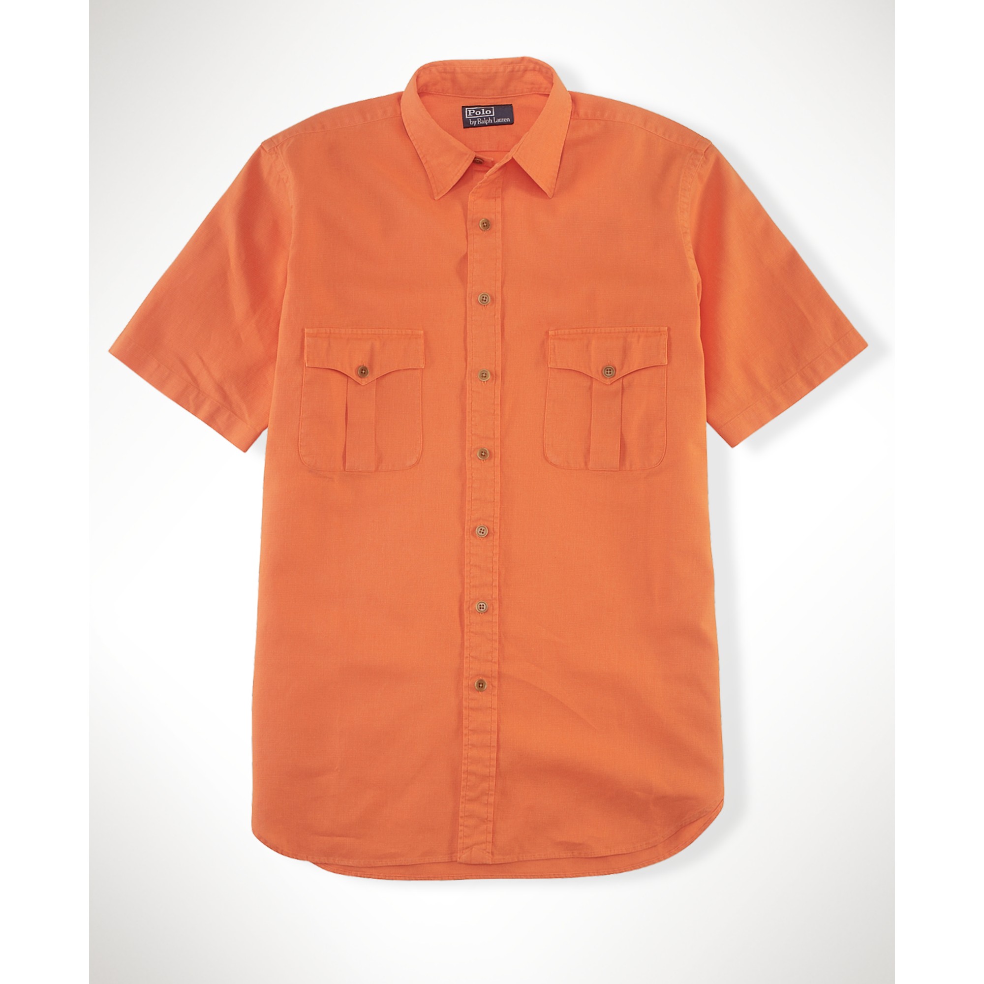 Ralph lauren Short Sleeve Woven Military Safari Shirt in Orange for Men ...