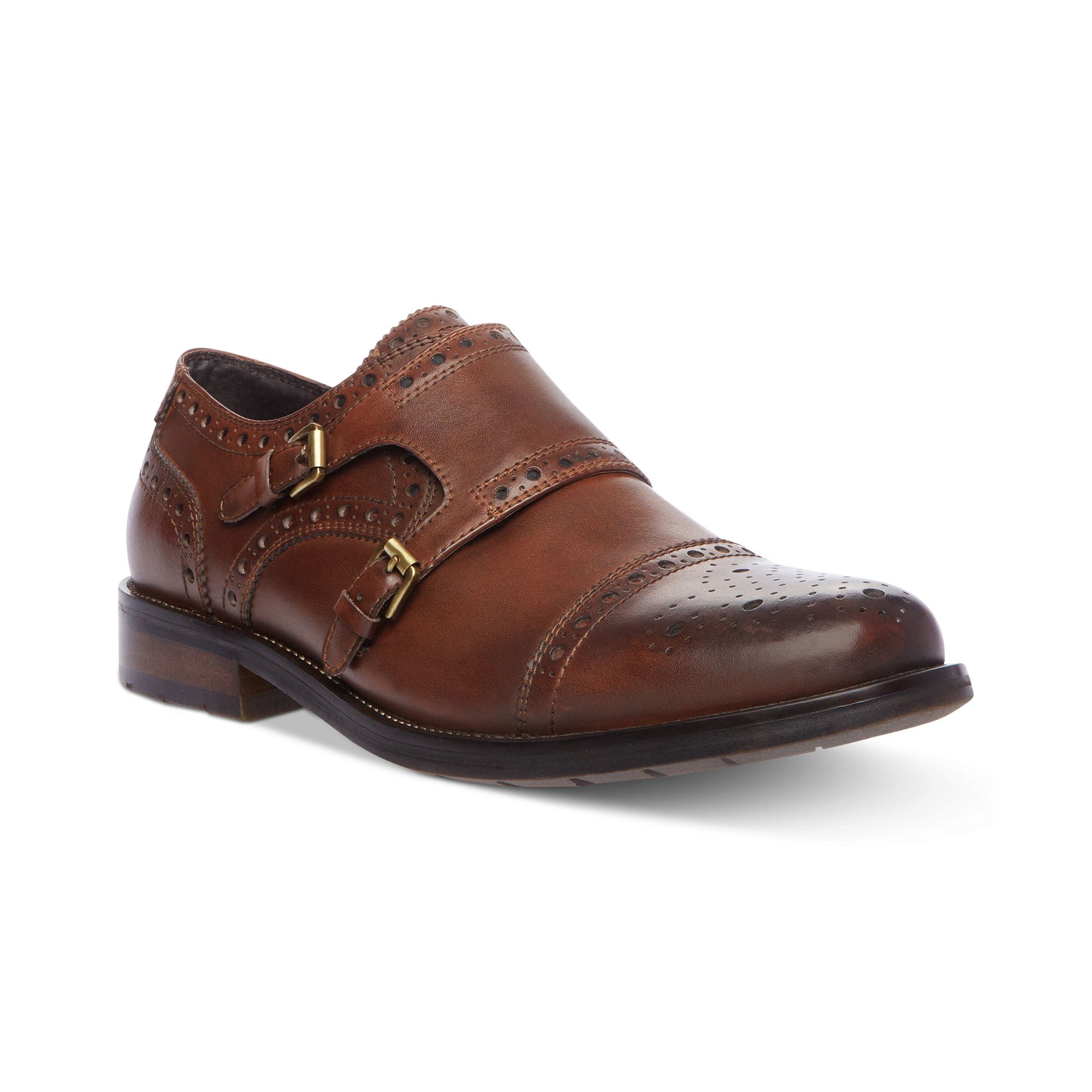 Steve madden Exec Monk Strap Shoes in Brown for Men | Lyst