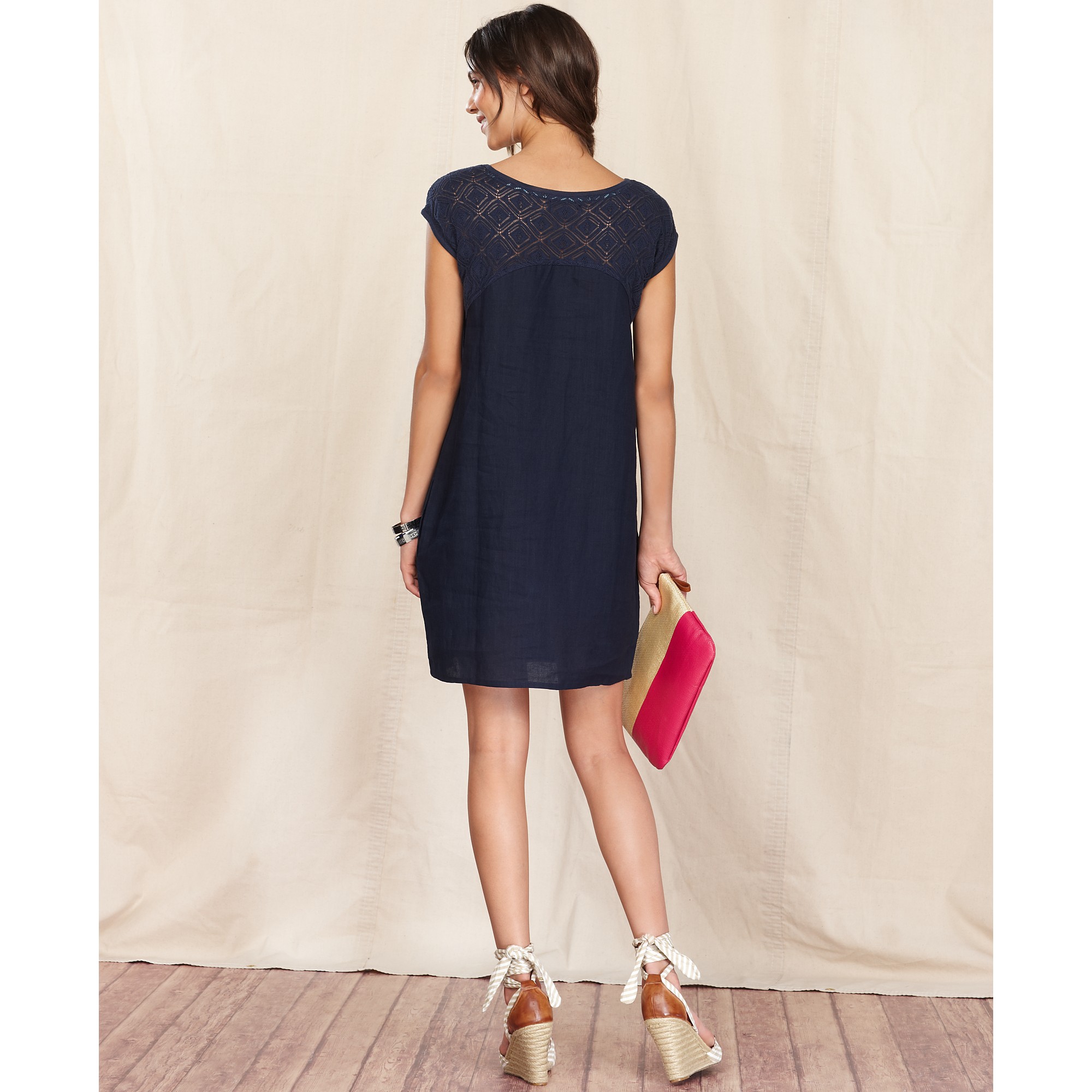 Lyst - Tommy Hilfiger Shortsleeve Crochet Shift Dress in Blue
