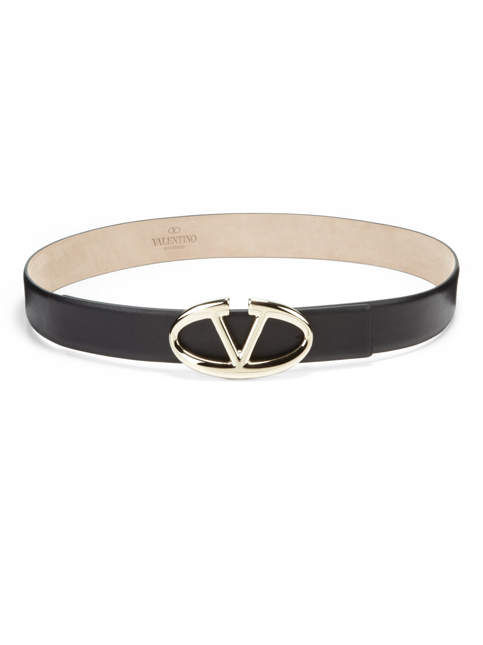 Lyst - Valentino V Logo Platino Belt in Black