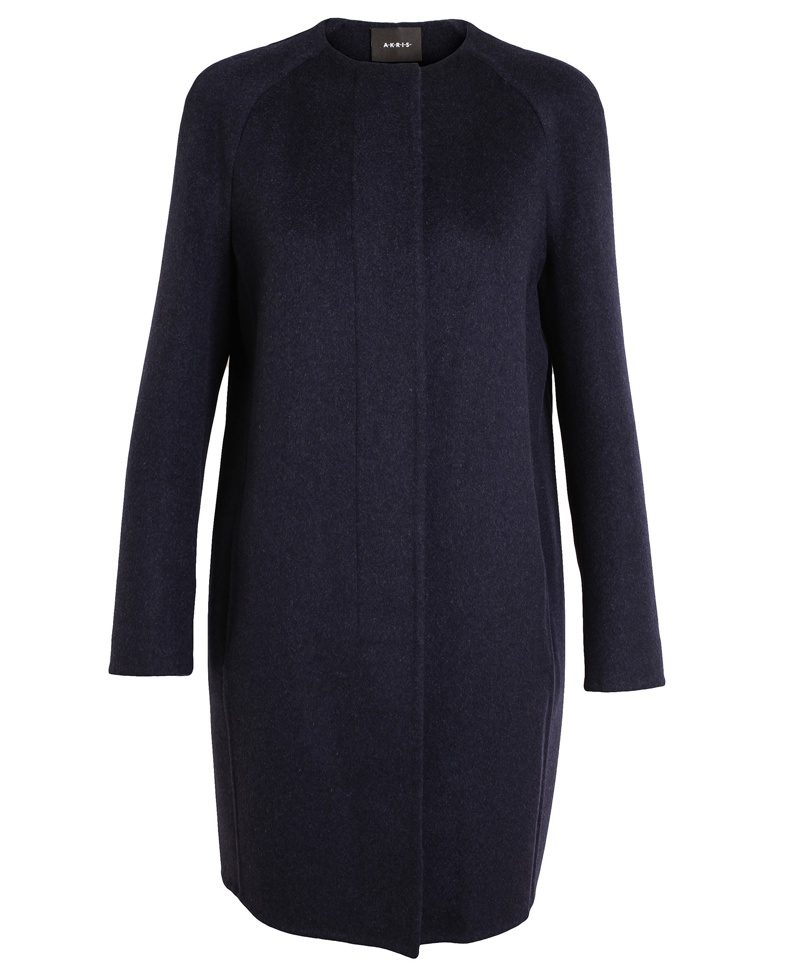 Akris Collarless Cashmere Coat in Blue | Lyst
