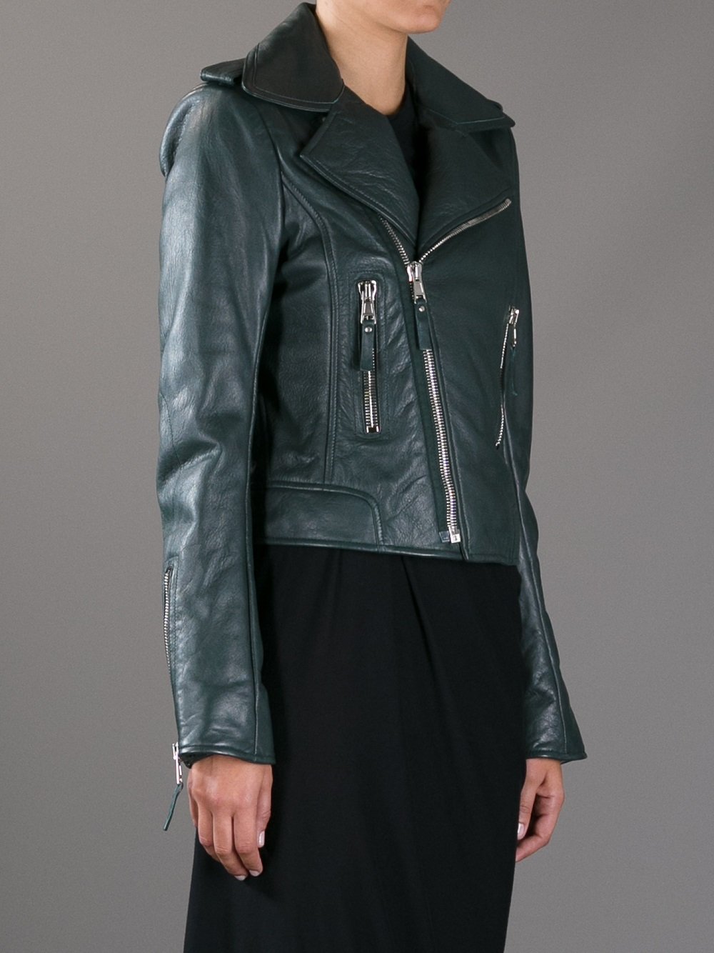 Lyst - Balenciaga Leather Jacket in Green