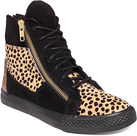 Betsey Johnson Nathan Double Zip Sneakers in Black (Leopard Multi) | Lyst