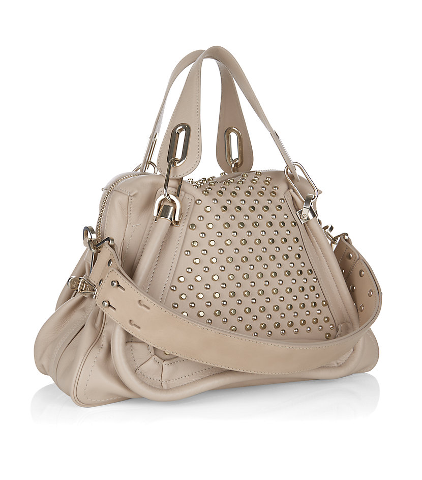 Chloé Paraty Studded Military Tote in Natural | Lyst