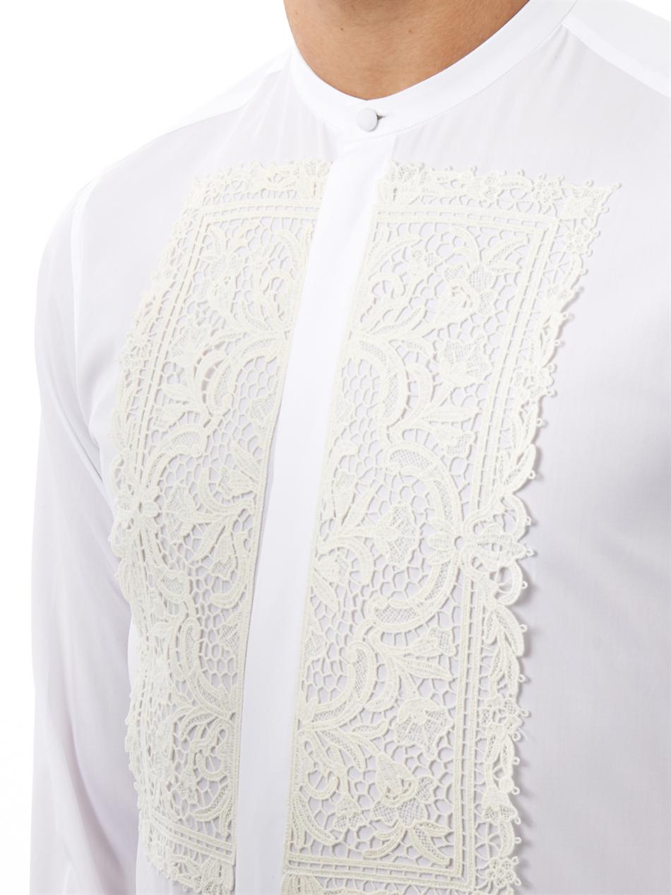 Lyst - Dolce & Gabbana Lace Front Cotton Shirt in White for Men