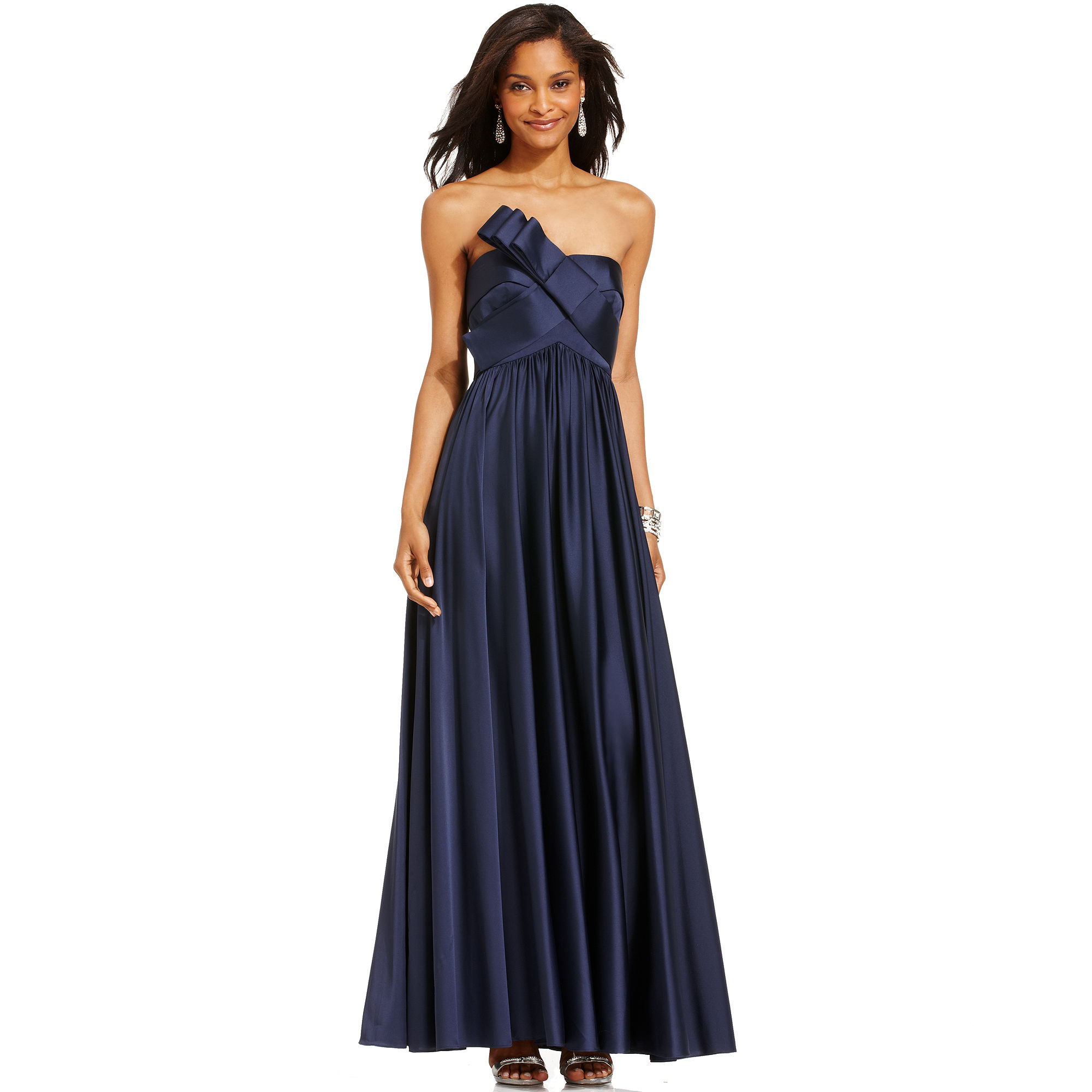 Lyst - Js collections Strapless Long Evening Dress in Blue
