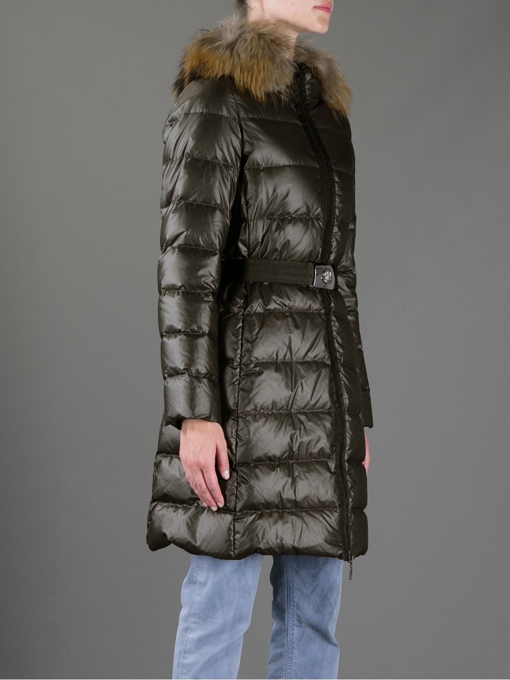 womens padded coat with belt
