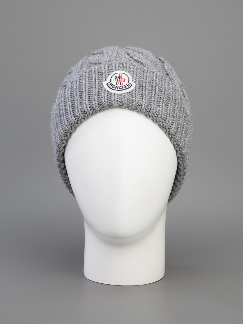 Lyst - Moncler Cable Knit Beanie Hat in Gray for Men