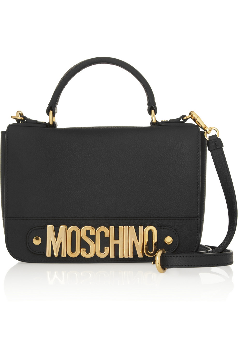 Moschino Textured Leather Shoulder Bag in Black | Lyst