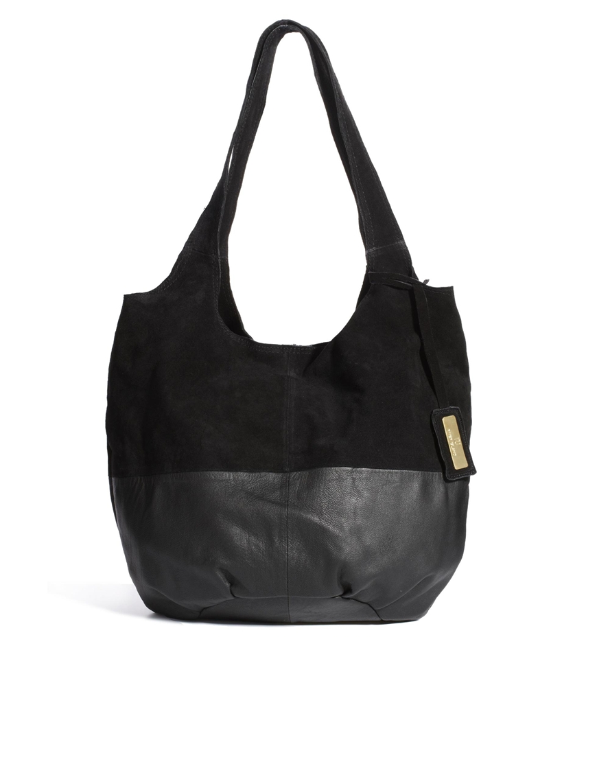 Lyst River Island Leather Suede Simple Slouch Bag in Black