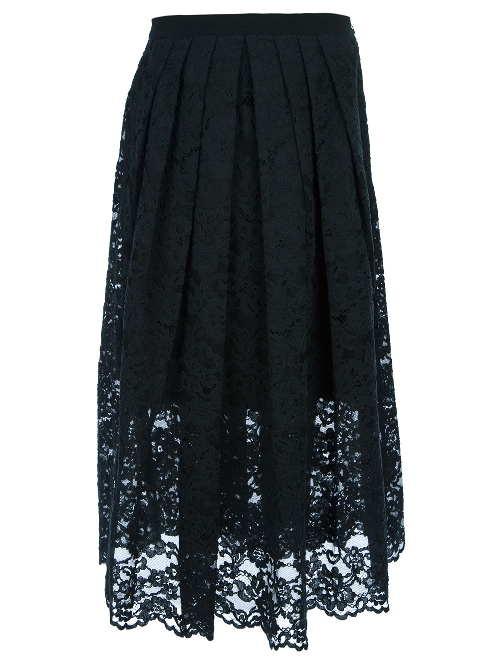 Lyst - Tibi Lace Overlay Midi Skirt in Black