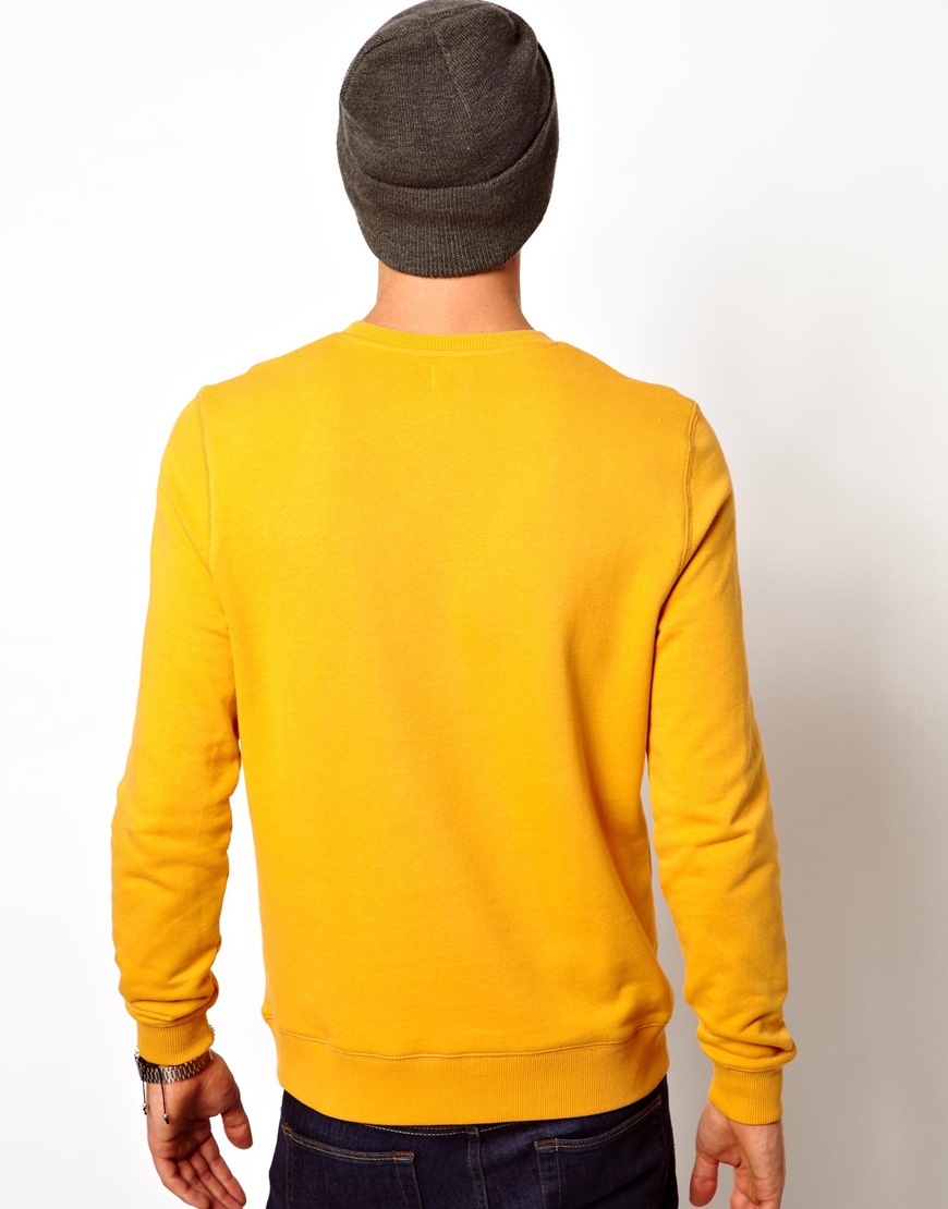Volcom Asos Sweatshirt with Crew Neck in Yellow for Men | Lyst