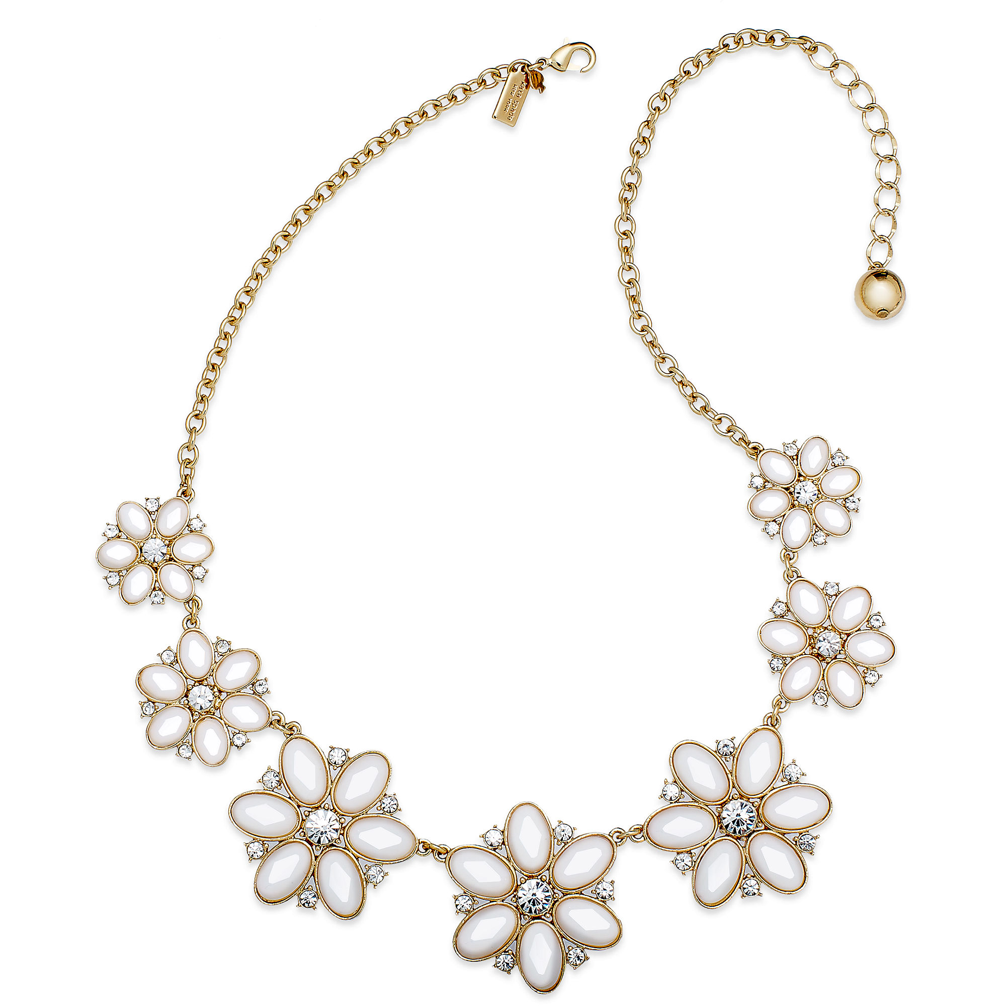 Kate Spade Kate Spade New York Necklace Gold Tone Cream Floral Stone ...