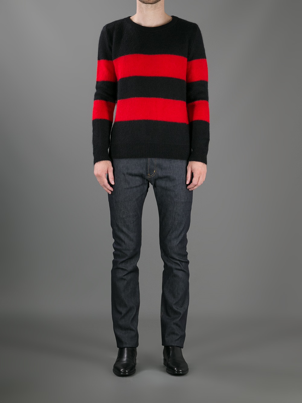 Saint laurent Striped Sweater in Red for Men | Lyst