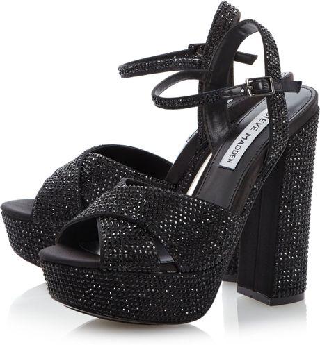 Steve Madden Partytime Sm Crossover Jewel Sandals in Black | Lyst