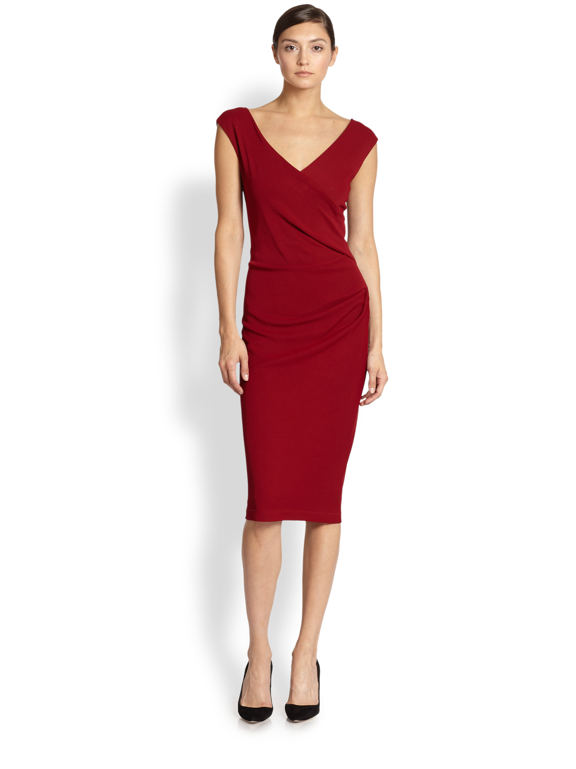 Lyst Donna Karan Capsleeve Draped Jersey Dress in Red