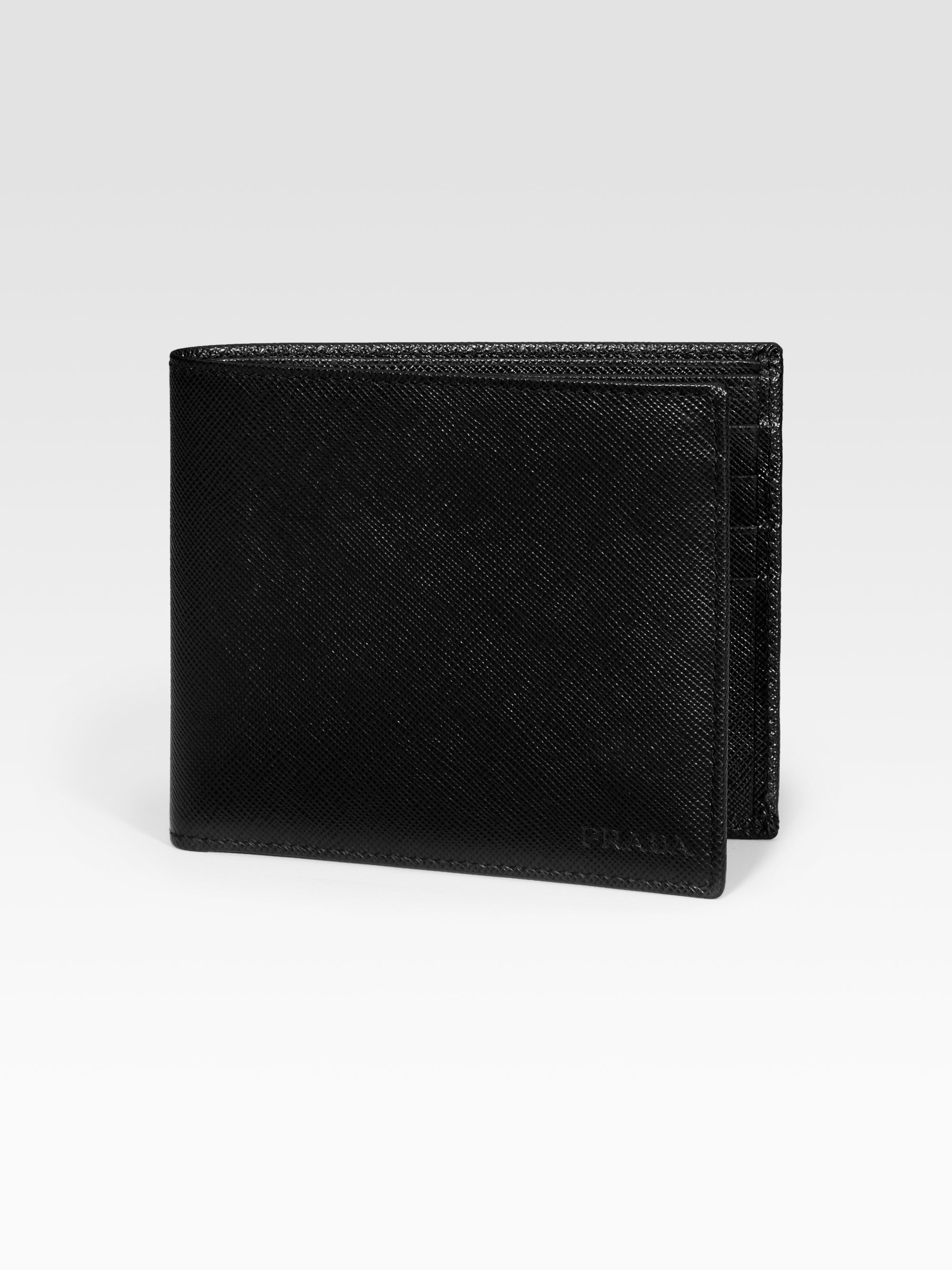 Prada Saffiano Leather Wallet in Black for Men | Lyst  