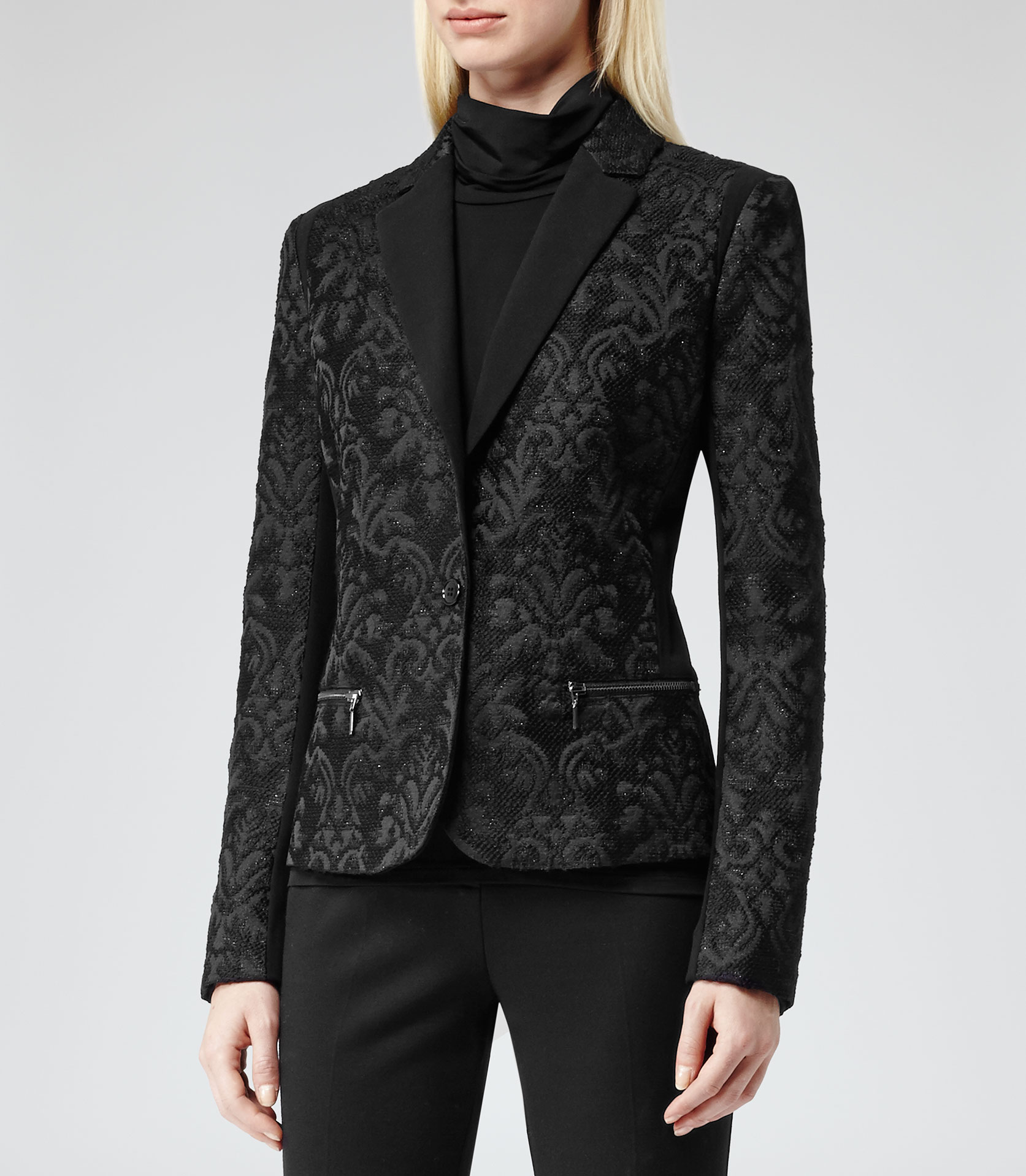 Lyst Reiss Noah Jacquard Tailored Jacket in Black
