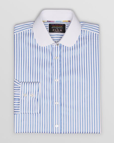 Thomas Pink Fab Four Collection Pinstripe Dress Shirt Contemporary Fit ...