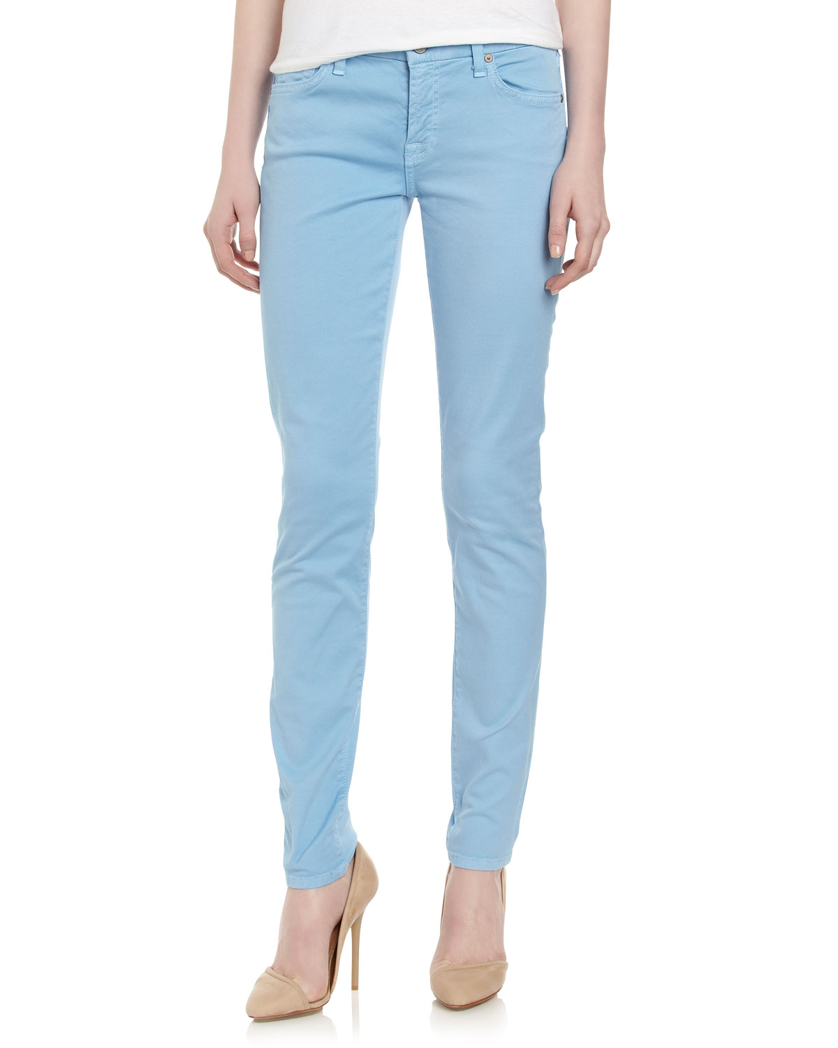 7 For All Mankind Gwenevere Super Skinny Jeans Powder Blue 27 in Blue ...