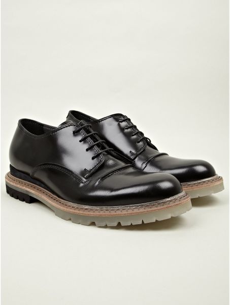 Lanvin Mens Black Leather Chunky Sole Derby Shoes in Black for Men | Lyst