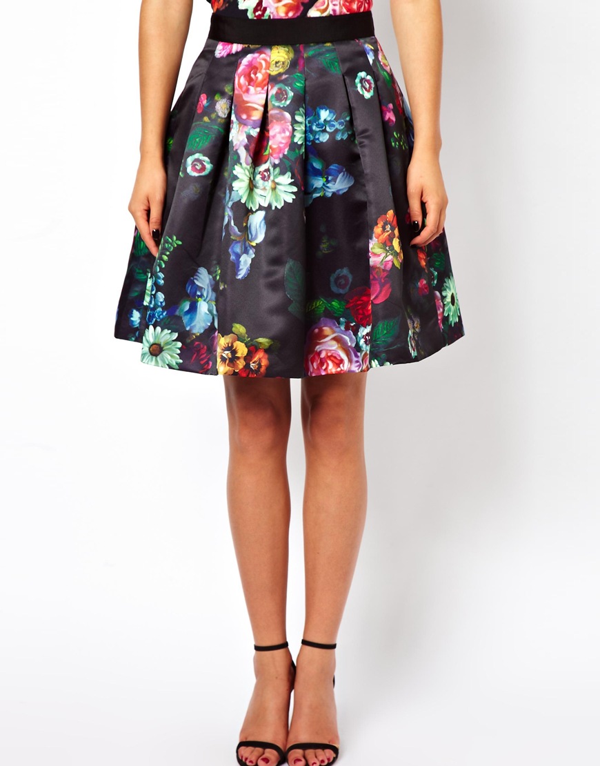 Lyst - Ted Baker Full Skirt in All Over Floral Print in Black