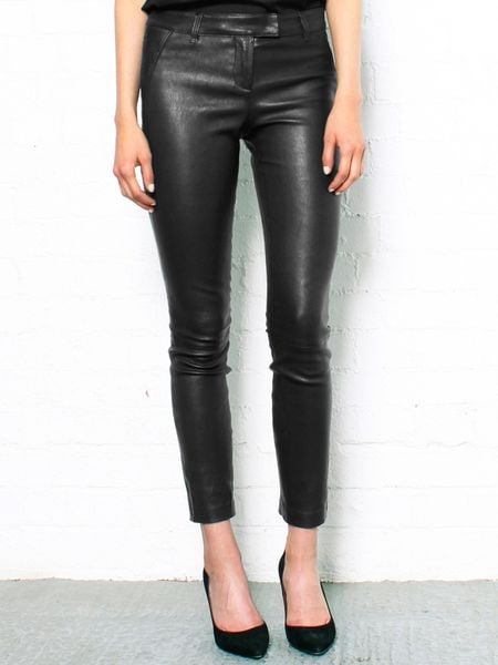 Theory Masia Leather Pants in Black | Lyst