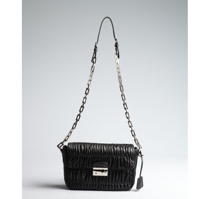 Prada Black Gaufre Lambskin Chain Strap Shoulder Bag In Lyst Gallery