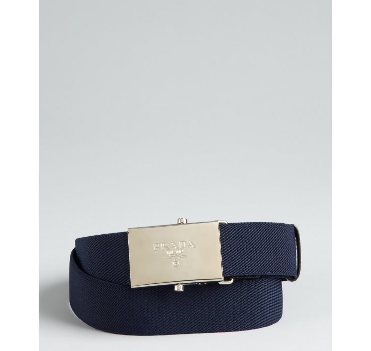 Prada Navy Canvas Sliding Buckle Belt in Blue for Men (navy) | Lyst  