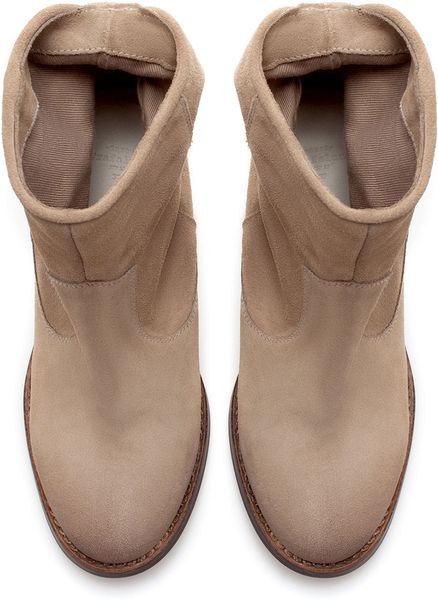 Zara Leather Ankle Boot with Interior Wedge in Beige (Earth) | Lyst