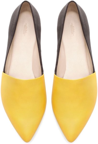 Zara Twotone Velvet Moccasin in Yellow (Mustard) | Lyst