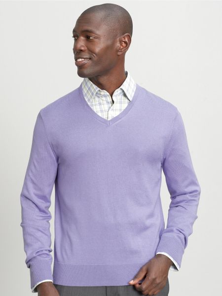 Banana Republic Silk Cotton Cashmere V Neck Sweater Sweet Lilac in ...