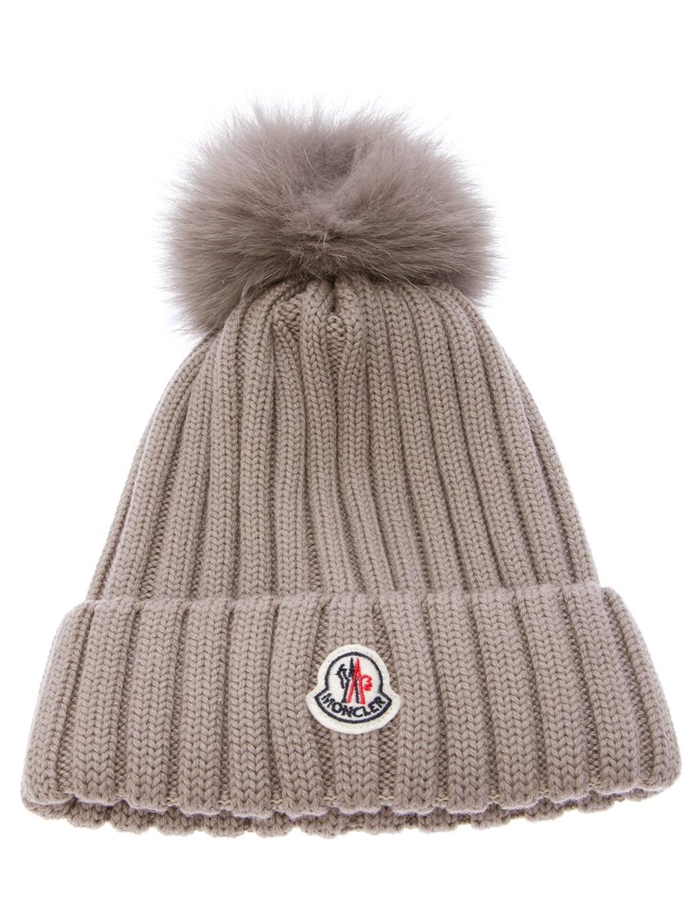 Lyst - Moncler Wool Ribbed Knit Beanie Hat in Natural for Men