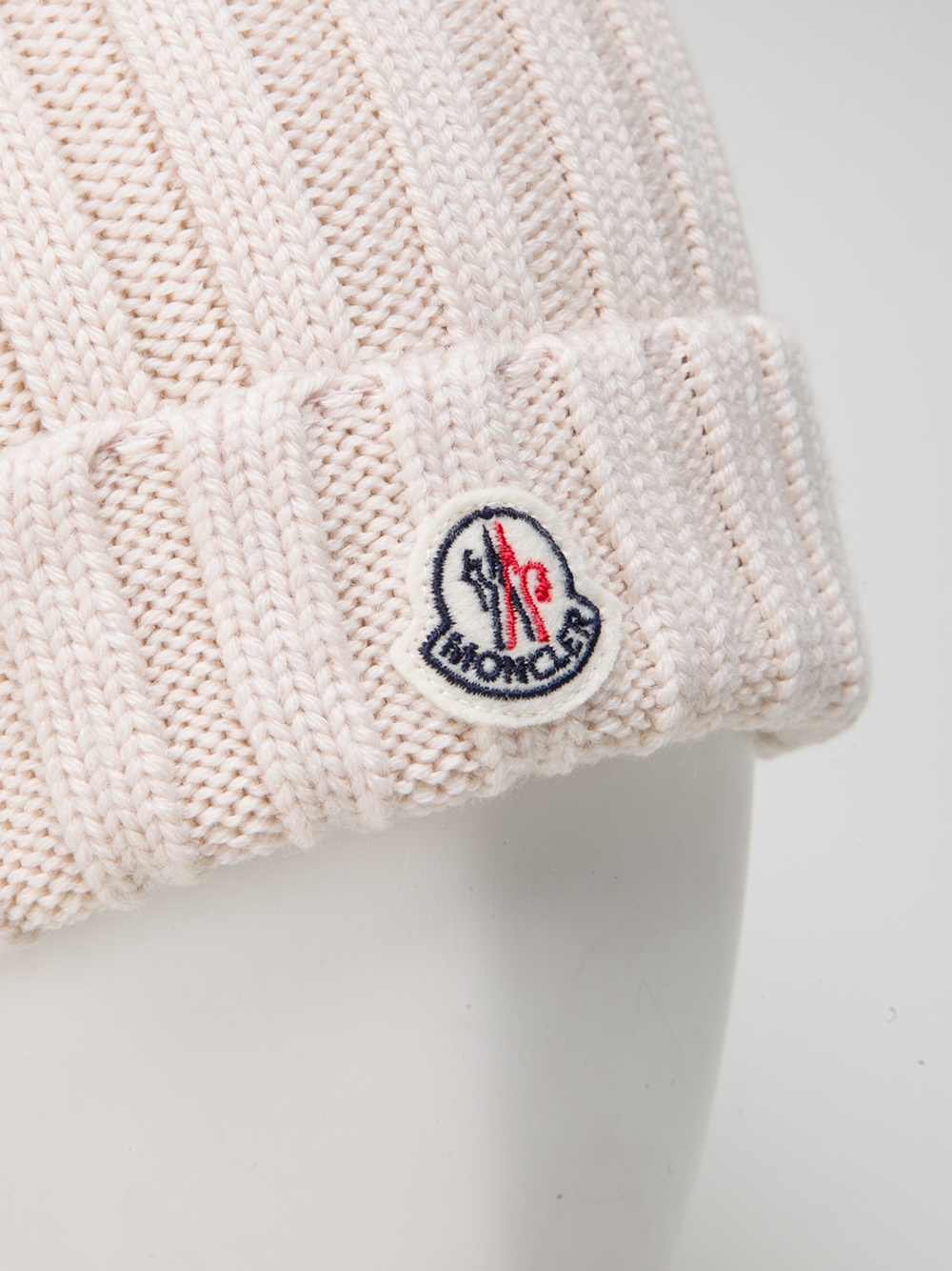 Lyst - Moncler Wool Ribbed Knit Beanie Hat in Natural for Men