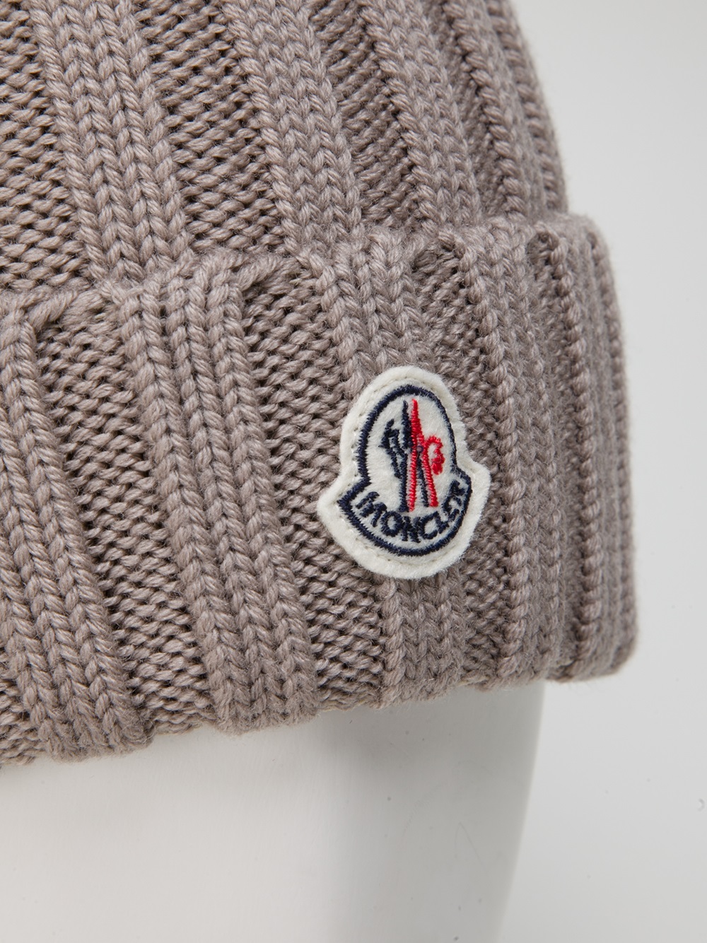 Moncler Wool Ribbed Knit Beanie Hat in Natural for Men | Lyst