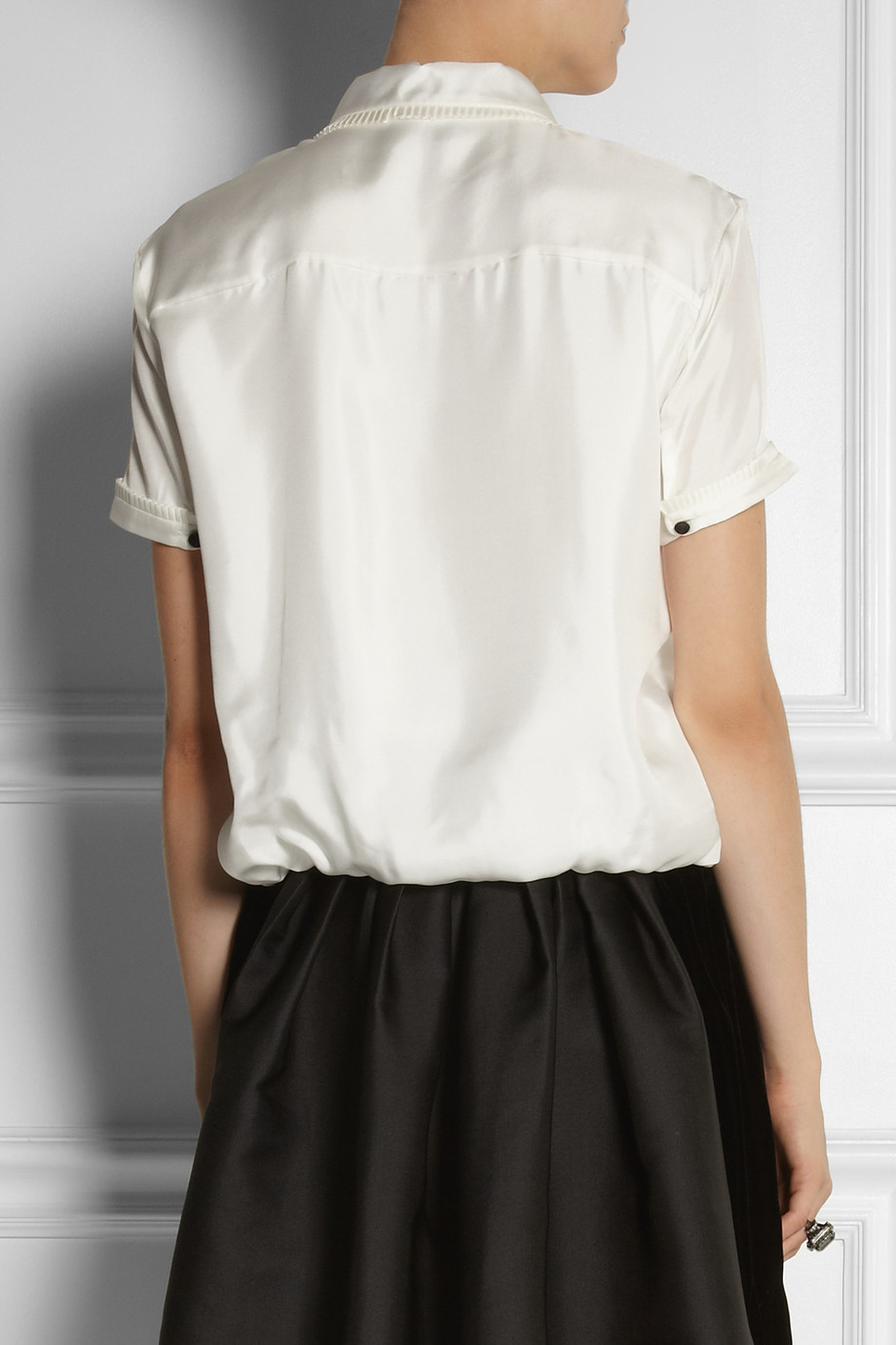 Lyst Rochas Pleated Silktwill Blouse in White