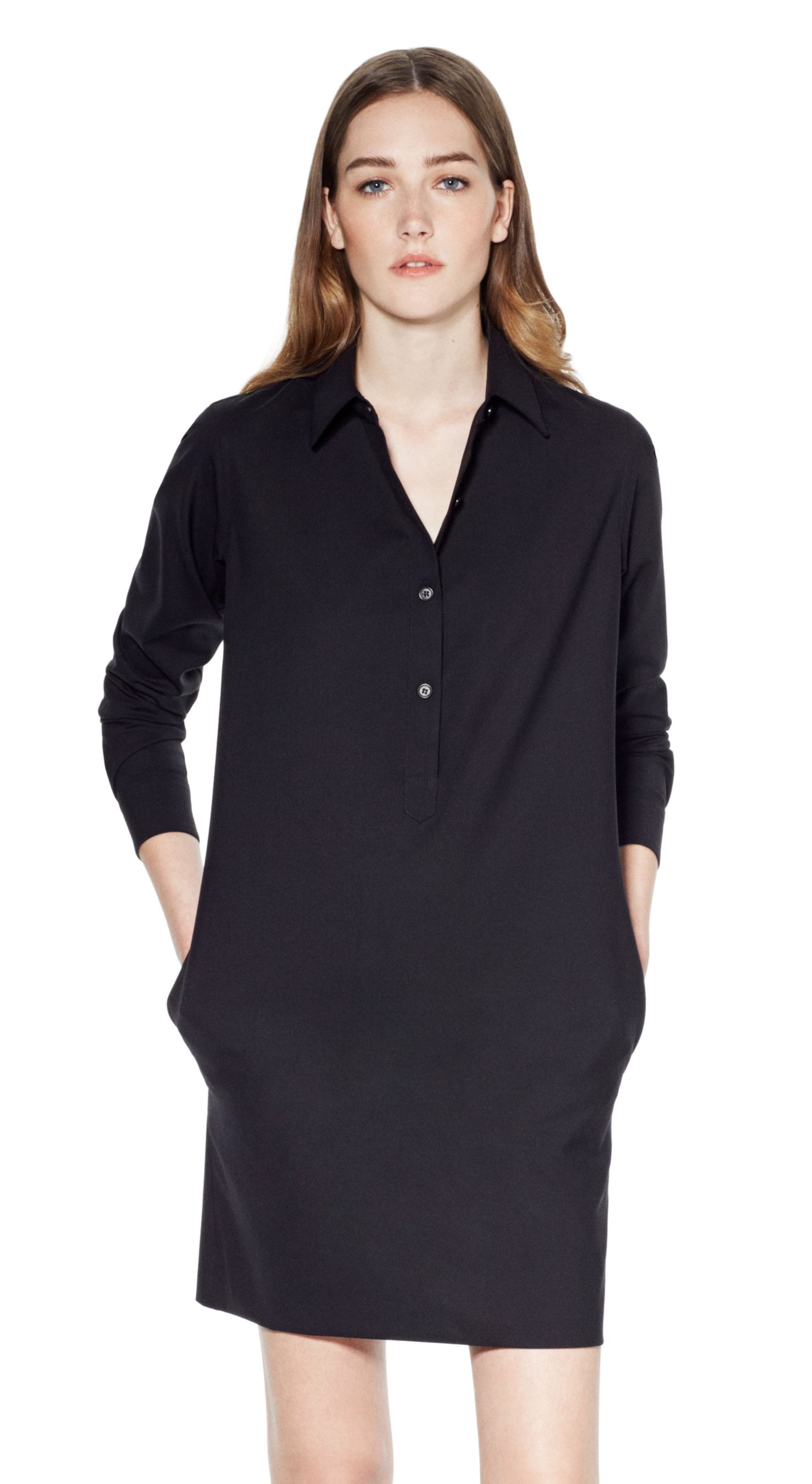 Lyst - Theory Tunic Dress in Drape Wool Blend in Black