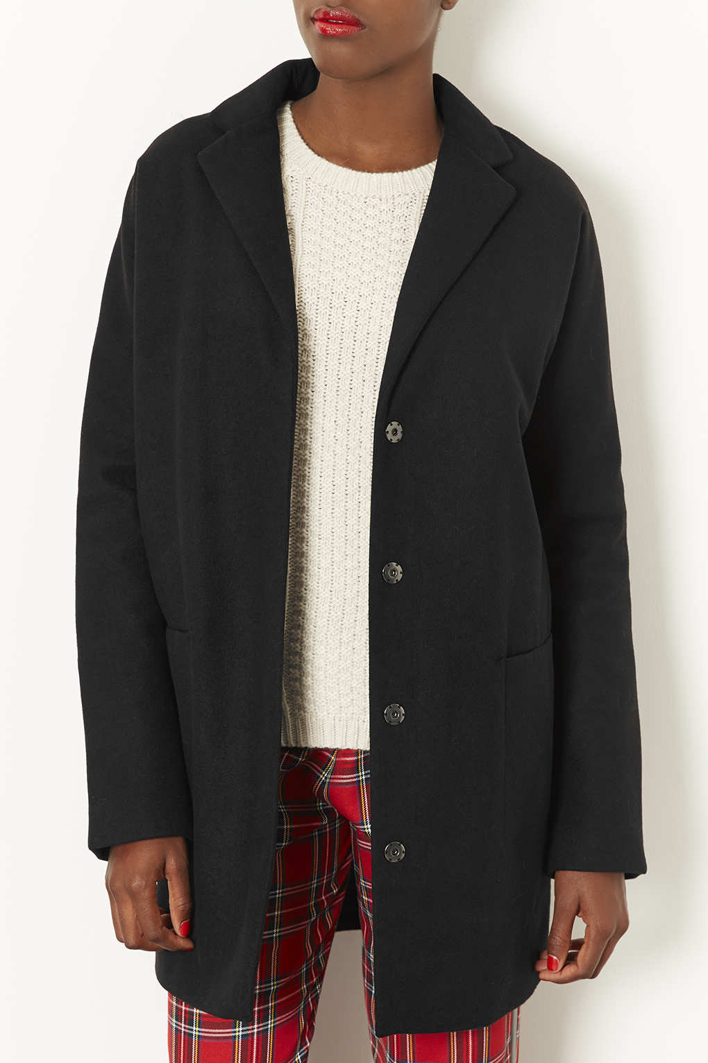 Lyst Tall Popper Front Boyfriend Coat in Black