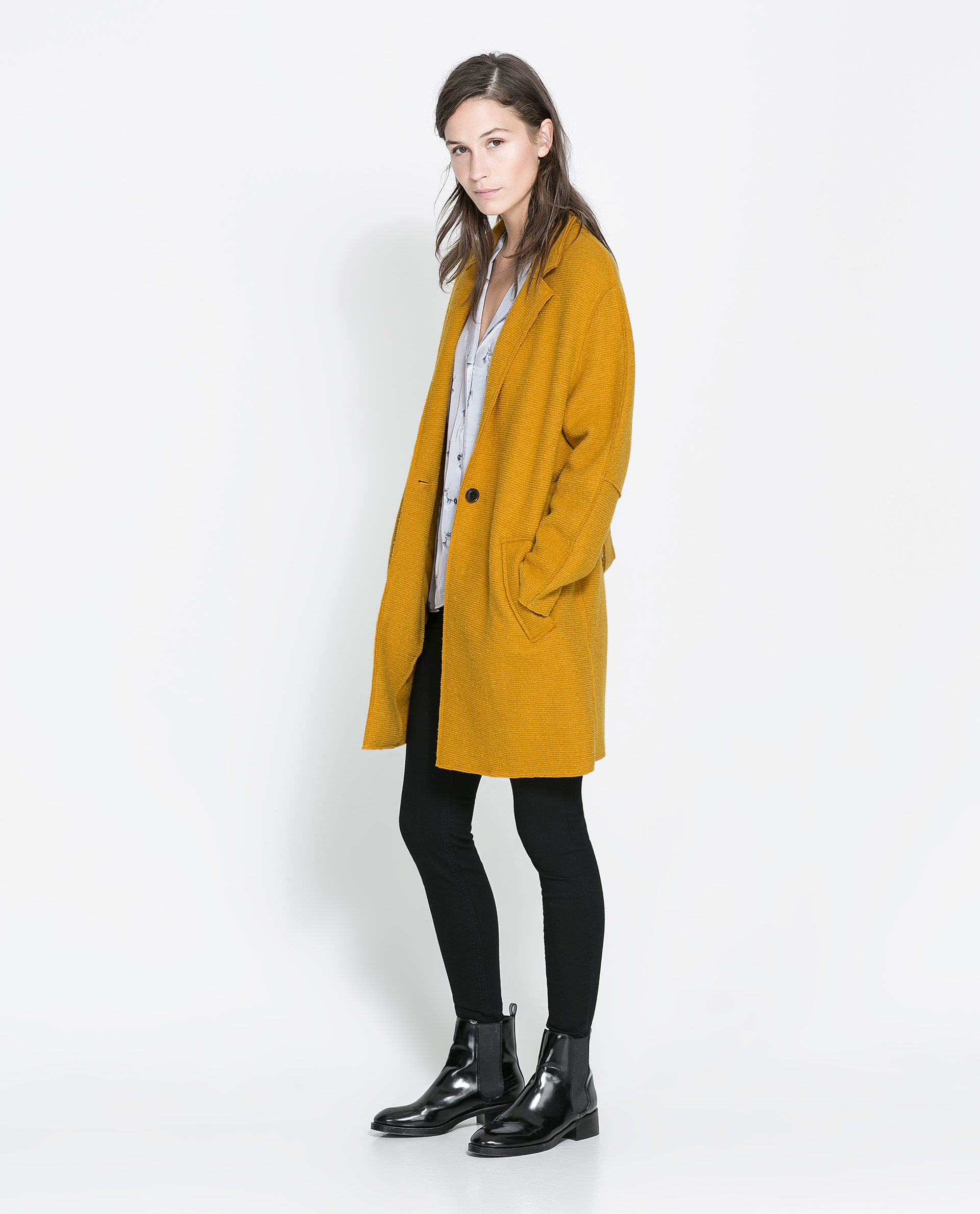 Zara Fantasy Coat in Yellow | Lyst