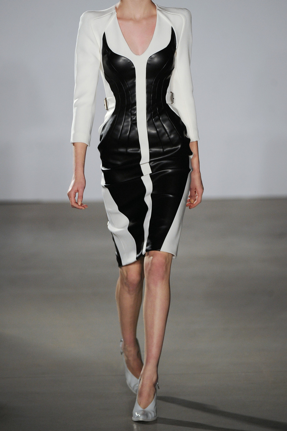 Lyst Altuzarra Soho Stretchjersey Crepe and Faux Leather Dress in White