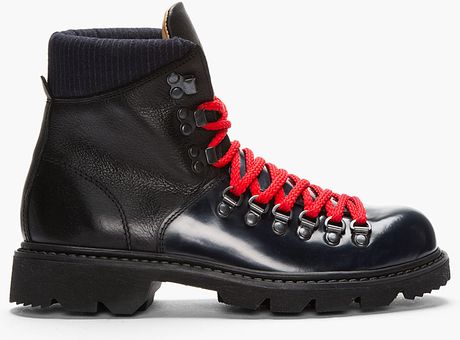 Carven Black Leather Hiking Boots in Black for Men | Lyst